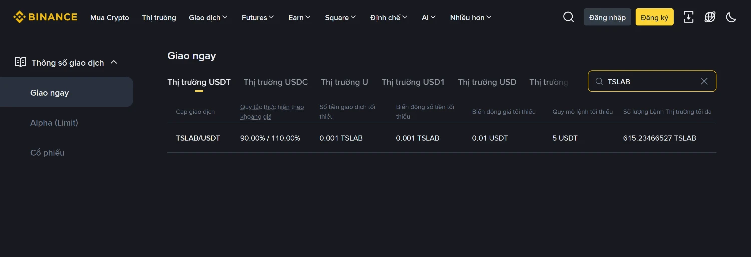 Mua bStock trên Binance cần ít nhất bao nhiêu USDT?