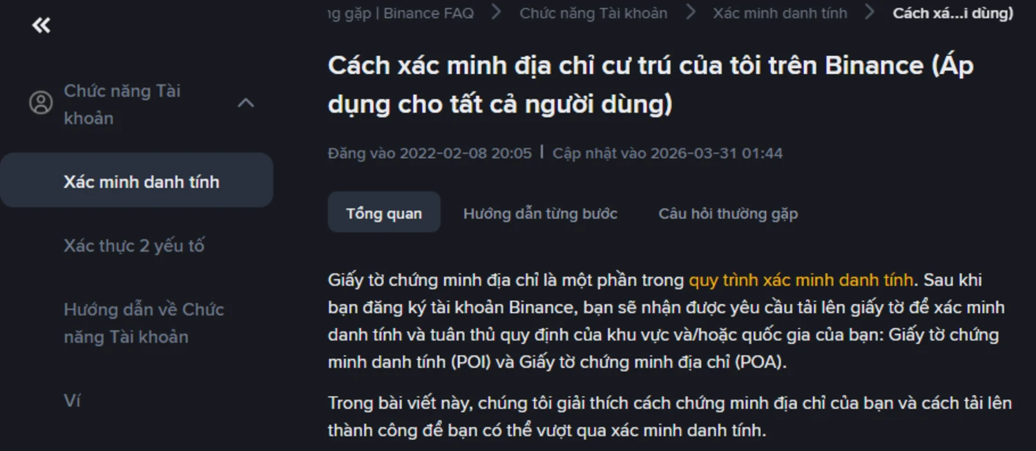 Chứng minh địa chỉ trên Binance: giấy tờ nào hợp lệ ở Việt Nam?