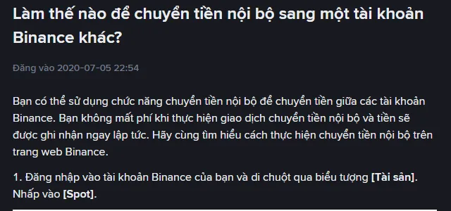 Chuyển tiền nội bộ giữa hai tài khoản Binance có mất phí không?