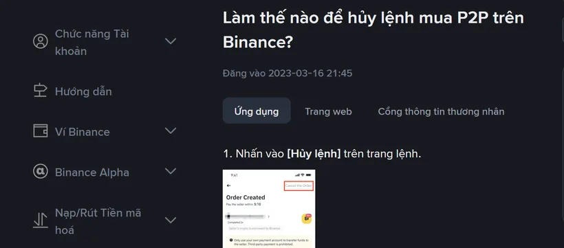Hủy lệnh P2P trên Binance mấy lần thì bị khóa mua?